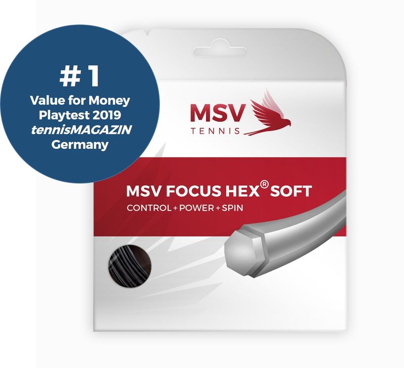 Racordaj racheta tenis, MSV Focus HEX Soft, profil hexagonal, 12.2m, 1.15mm, negru